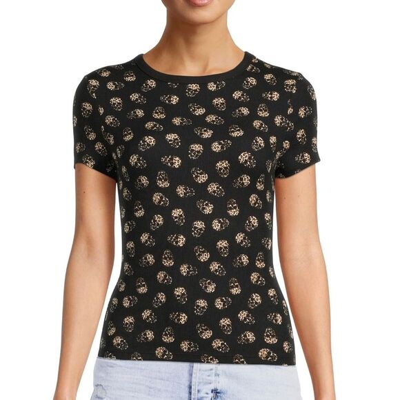 No Boundaries Skull Ribbed Crewneck Short Sleeve Tee Juniors Size Large (11-13) - Picture 1 of 5